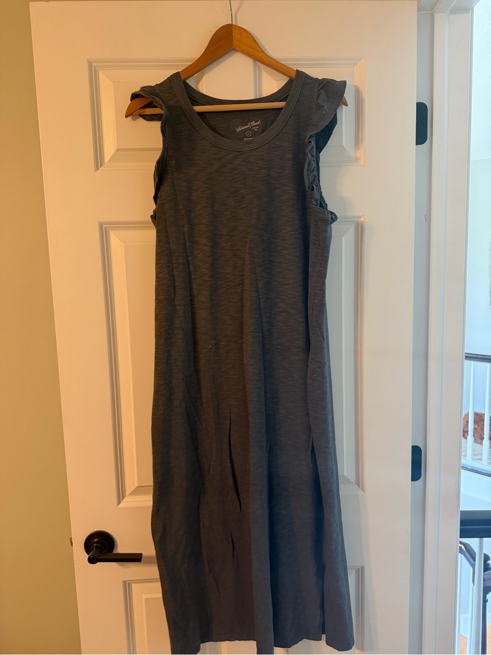 Universal Thread Charcoal Maxi Dress with Ruffle Shoulders